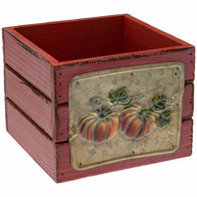 Boston International, Inc. HOLIDAY: FALL Maroon Embossed Pumpkin Wooden Crate