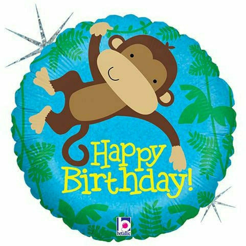 Burton and Burton BALLOONS 105  Monkey Happy Birthday 18&quot; Mylar Balloon