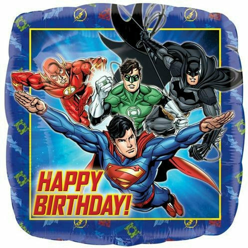 Burton and Burton BALLOONS 147 17&quot; Justice League Happy Birthday Foil