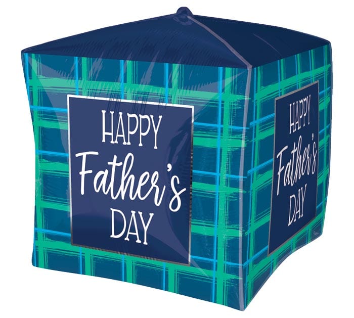 Burton and Burton BALLOONS 15" HAPPY FATHER'S DAY CUBEZ GREEN CHECKS FOIL BALLOON