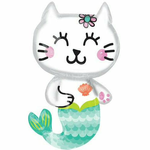 Burton and Burton BALLOONS 166 Mermaid Cat Jumbo 31&quot; Mylar Balloon