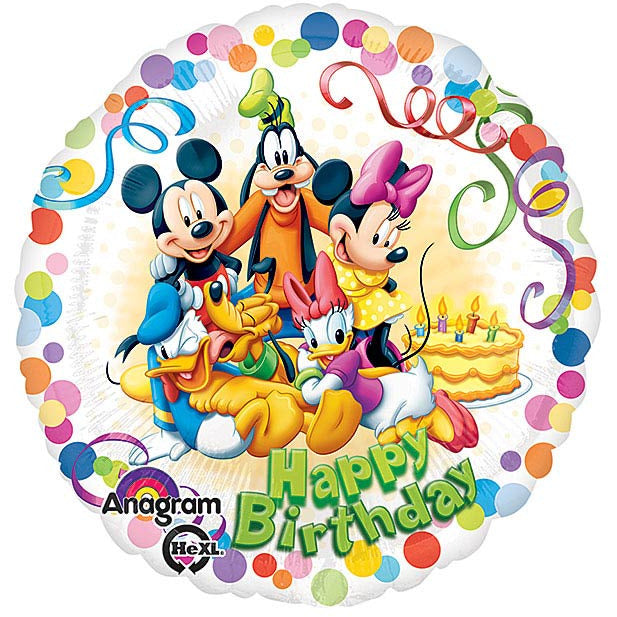 Burton and Burton BALLOONS 169A 17&quot; Mickey and Friends Happy Birthday Foil Balloon