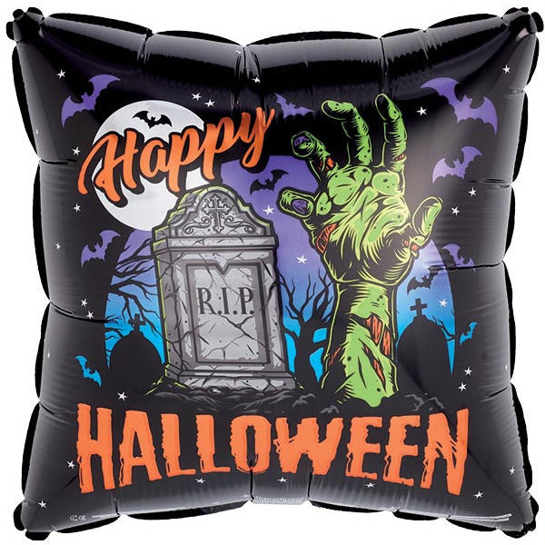 Burton and Burton BALLOONS 17&quot; HALLOWEEN SPOOKY GRAVEYARD SQUARE FOIL BALLOON