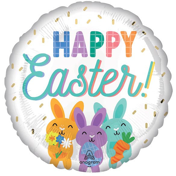 Burton and Burton BALLOONS 17&quot; HAPPY EASTER CUTE BUNNIES Product