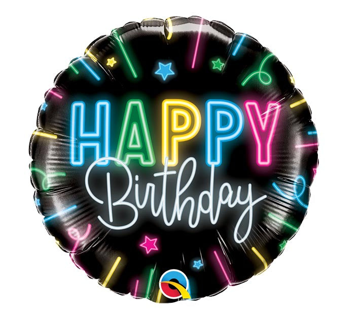 Burton and Burton BALLOONS 18&quot;PACKAGED BIRTHDAY NEON GLOW FOIL BALLOON