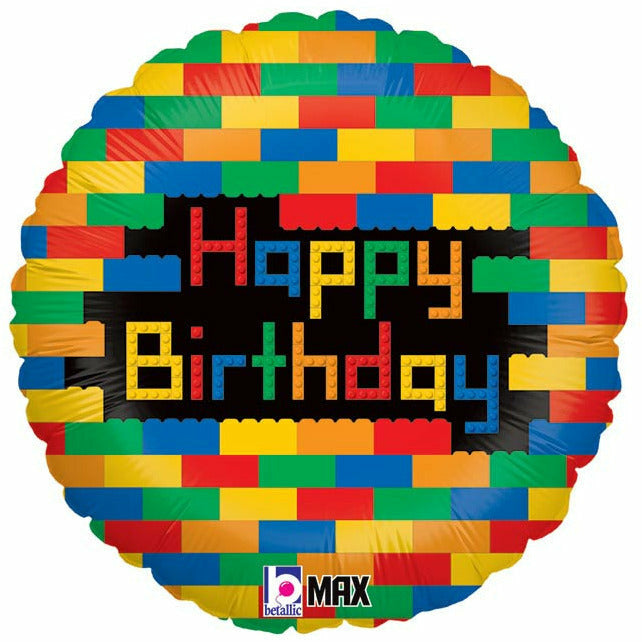 Burton and Burton BALLOONS 202 18&quot; Happy Birthday Blocks Foil Balloon