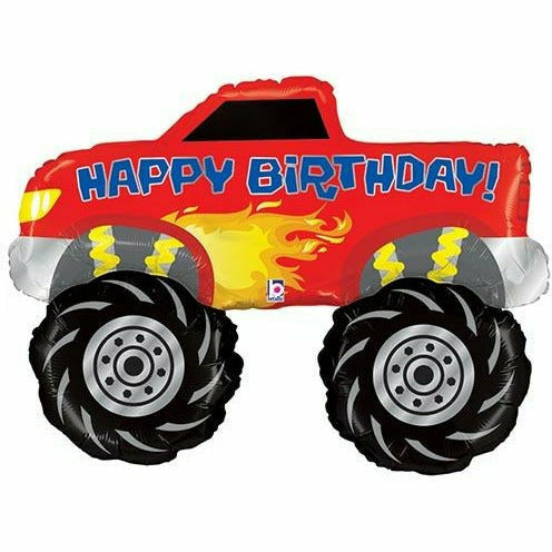 Burton and Burton BALLOONS 212 40&quot; Happy Birthday Monster Truck Foil