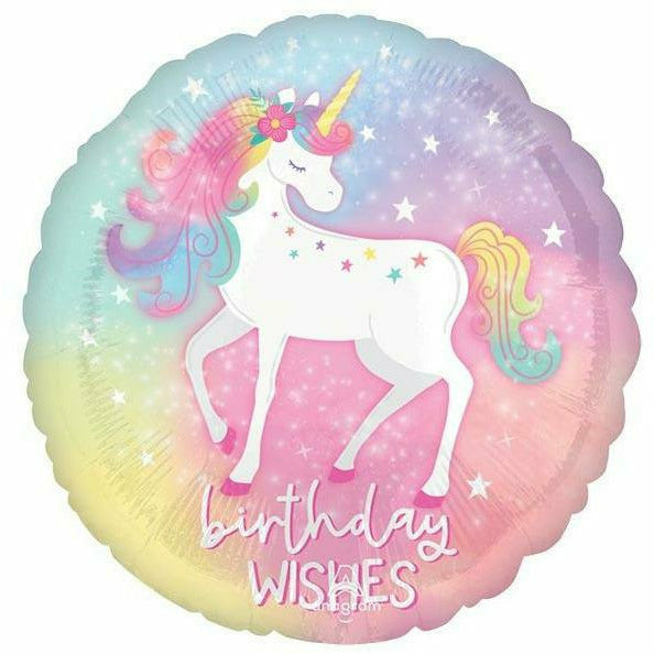 Burton and Burton BALLOONS 215A 18" Unicorn Birthday Wishes Foil