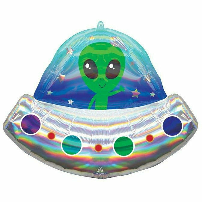 Burton and Burton BALLOONS 219 28&quot; Alien Space Ship Iridescent Foil