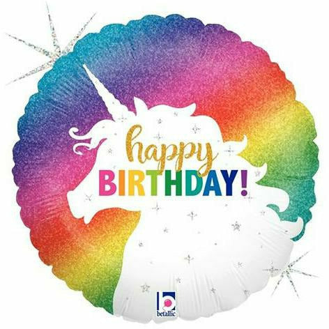 Burton and Burton BALLOONS 229 18" Unicorn Happy Birthday Foil