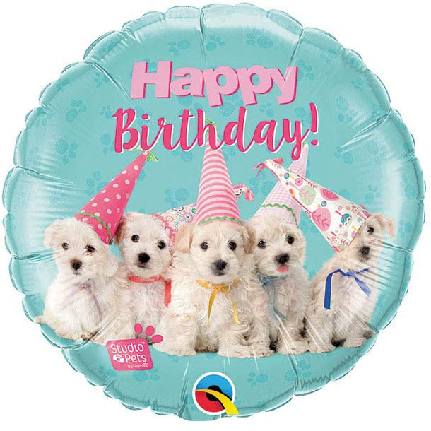 Burton and Burton BALLOONS 246 18&quot; Happy Birthday Puppies Studio Pets Foil Balloon