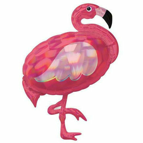 Burton and Burton BALLOONS 269 33&quot; Flamingo Holographic Jumbo Foil