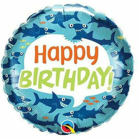 Burton and Burton BALLOONS 277 18&quot; Fun Sharks Happy Birthday Foil