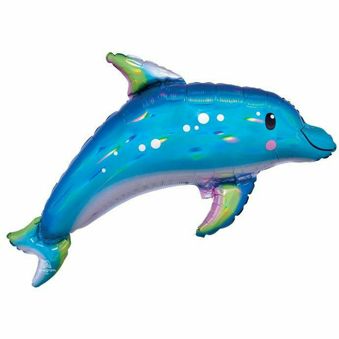 Burton and Burton Balloons 280 29&quot;PKG IRIDESCENT BLUE DOLPHIN SHAPE