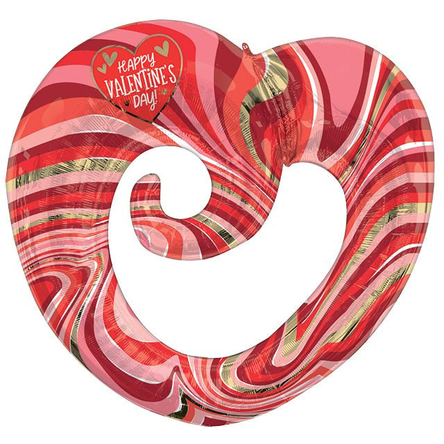 Burton and Burton BALLOONS 30&quot; Happy Valentines Day Marble Twisty Heart Balloon