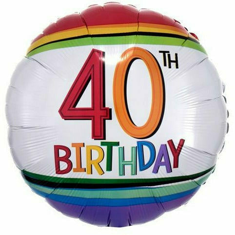 Burton and Burton BALLOONS 306 Rainbow 40th Birthday 17&quot; Mylar Balloon