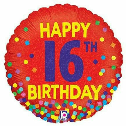 Burton and Burton BALLOONS 311 18" Red Happy 16th Birthday Foil