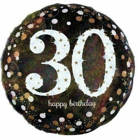 Burton and Burton BALLOONS 315A 18&quot;  Sparkling 30 Happy Birthday Foil