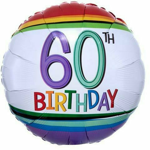 Burton and Burton BALLOONS 318 Rainbow 60th Birthday 17&quot; Mylar Balloon