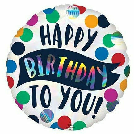 Burton and Burton BALLOONS 351 18&quot; Iridescent Happy Birthday to You Rainbow Foil