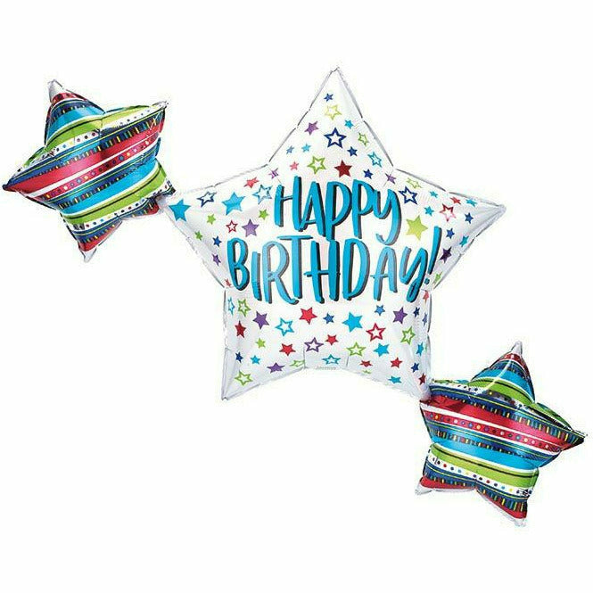 Burton and Burton BALLOONS 355 39&quot; Birthday Star Trio Foil