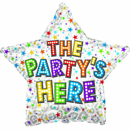 Burton and Burton BALLOONS 365 17&quot; The Party&#39;s Here Star Shaped Foil Balloon