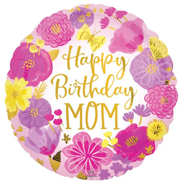 Burton and Burton BALLOONS 365  Happy Birthday Mom Flower Balloon 18&quot;