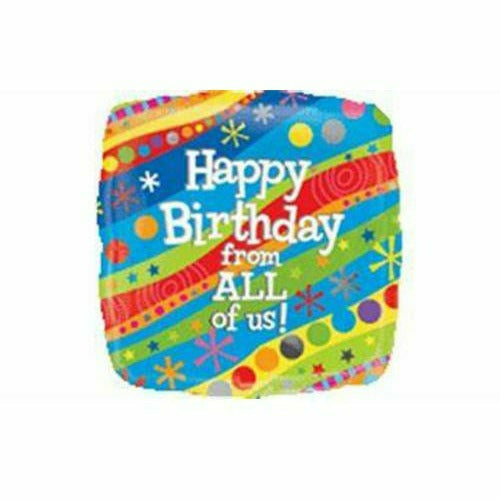 Burton and Burton BALLOONS 367 17" Rainbow Happy Birthday from All of Us Foil