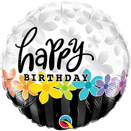 Burton and Burton BALLOONS 368 18" Flowers Happpy Birthday foil