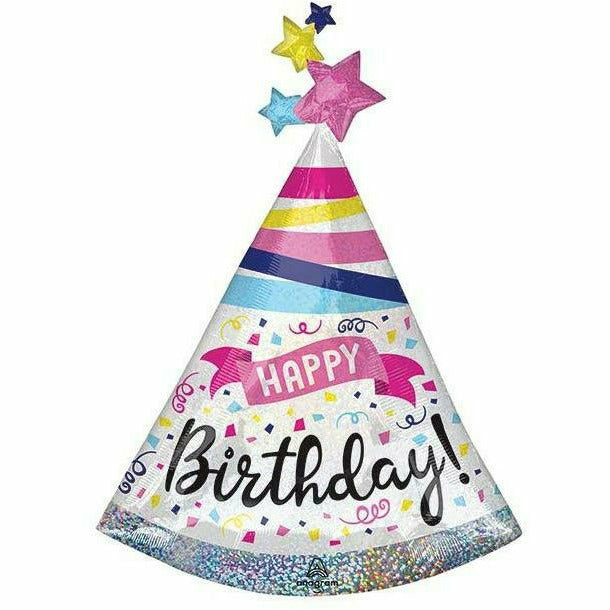 Burton and Burton BALLOONS 369 36" Birthday Cone Hat Foil