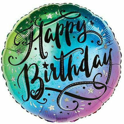 Burton and Burton BALLOONS 376 17&quot; Rainbow Ombre Happy Birthday Foil