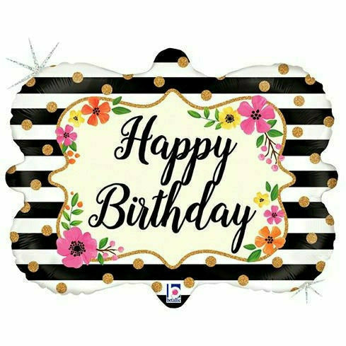 Burton and Burton BALLOONS 388 30&quot; Floral Happy Birthday Jumbo Foil