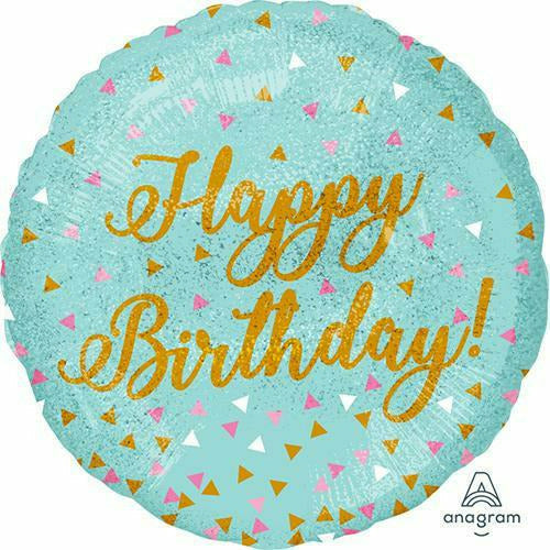 Burton and Burton BALLOONS 389 18" Prismatic Confetti Happy Birthday Foil