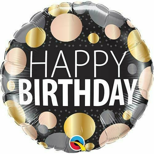 Burton and Burton BALLOONS 404 18&quot; Happy Birthday Gold Metallic Dots Foil