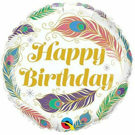 Burton and Burton BALLOONS 419 18" Happy Birthday Feathers Foil