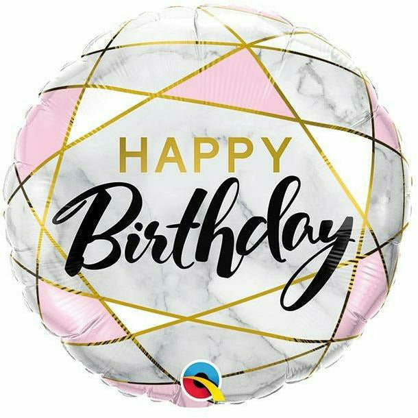 Burton and Burton BALLOONS 420 18&quot; Birthday Marble Rectangles Foil