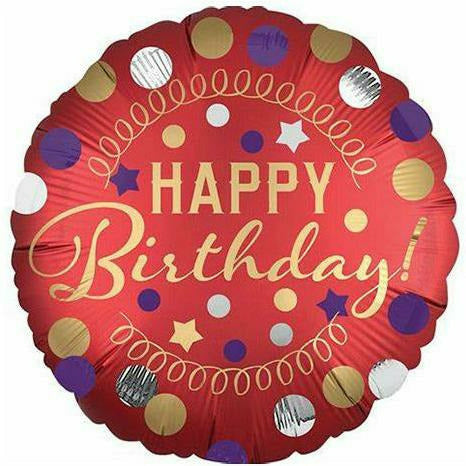 Burton and Burton BALLOONS 422 18" Satin Red Happy Birthday Foil