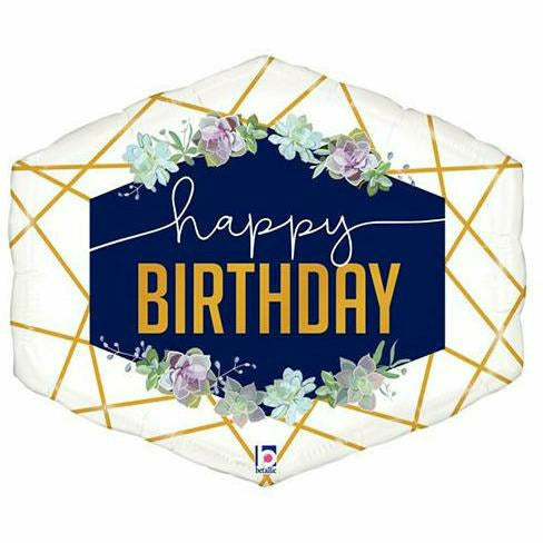 Burton and Burton BALLOONS 425 30" Geometric Happy Birthday Jumbo Foil