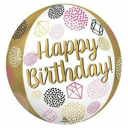 Burton and Burton BALLOONS 430 16&quot; Happy Birthday Gems Orbz Foil