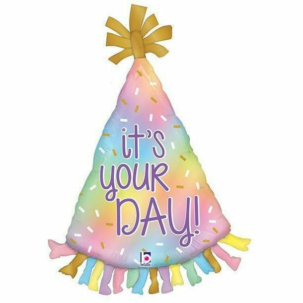 Burton and Burton BALLOONS 436 34&quot; Open It&#39;s Your Day Party Hat Jumbo Foil