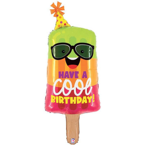 Burton and Burton BALLOONS 446 Cool Birthday Popsicle Shape 45&quot; Mylar Balloon