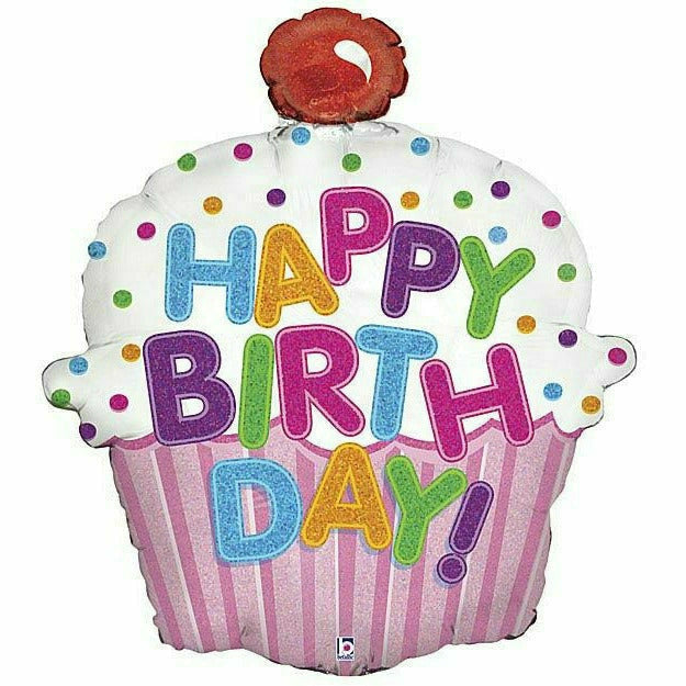 Burton and Burton BALLOONS 457  31"PKG HBD CUPCAKE