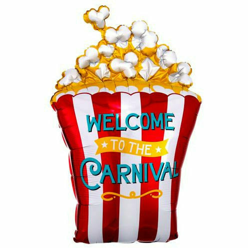 Burton and Burton BALLOONS 461 Popcorn Welcome to the Carnival Jumbo 29&quot; Mylar Balloon