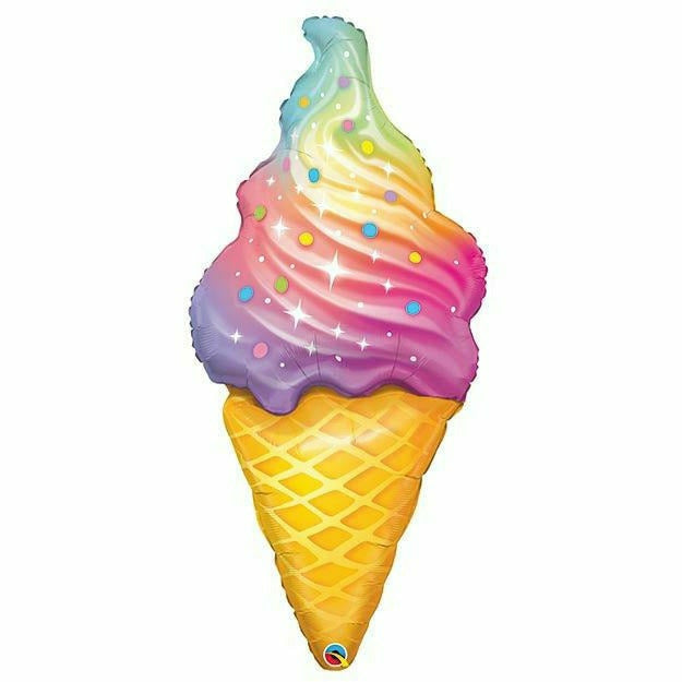 Burton and Burton BALLOONS 467 45&quot; Rainbow Ice Cream Cone Foil