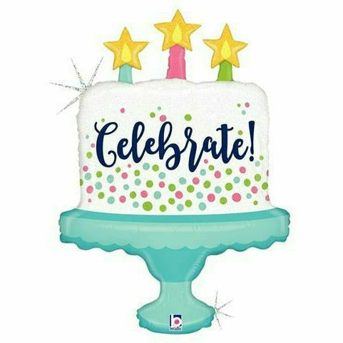 Burton and Burton BALLOONS 468 33" Celebrate Cake Jumbo Foil