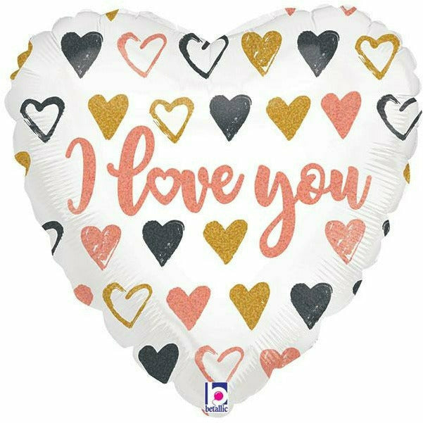 Burton and Burton BALLOONS 493A ILY 18&#39;&#39; ROSE GOLD HEART I LOVE YOU GLITTER HOL