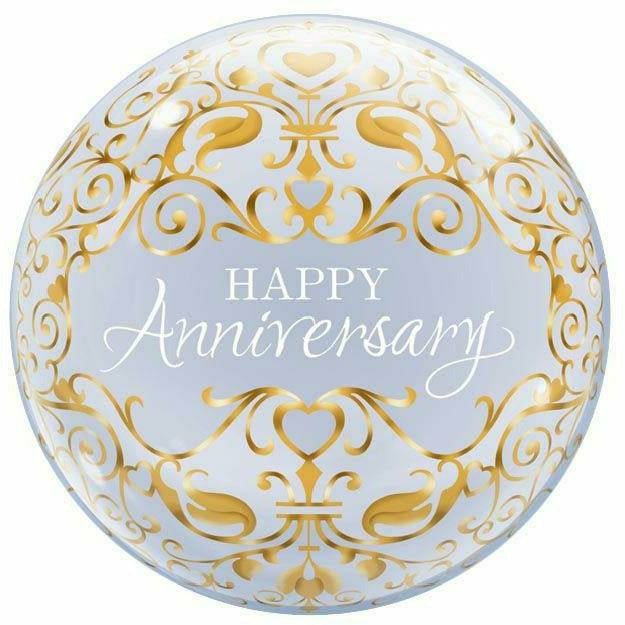 Burton and Burton BALLOONS 501 22&quot; Happy Anniversary Bubble Balloon