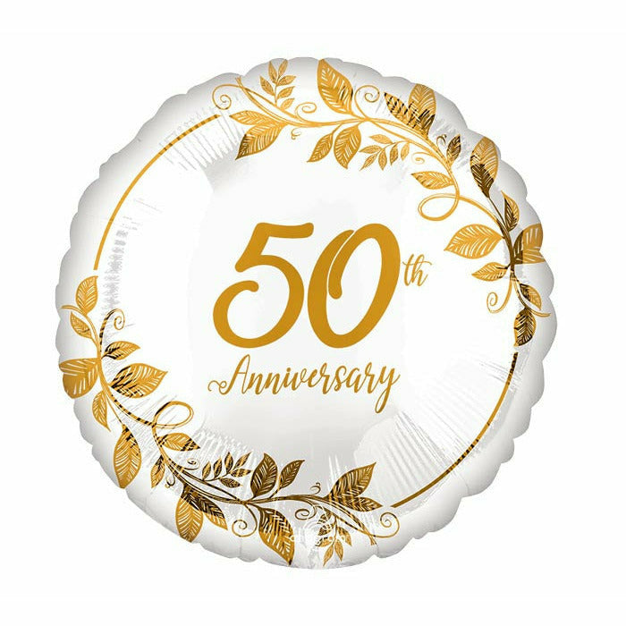 Burton and Burton BALLOONS 504A 50th Anniversary Gold Leaves Foil Balloon 17&quot;