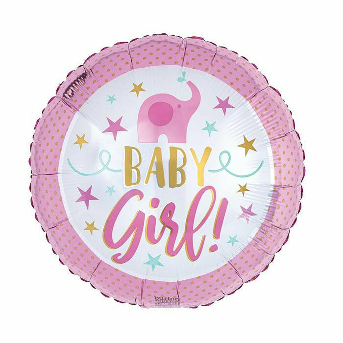 Burton and Burton BALLOONS 518 17" BABY GIRL PINK ELEPHANT FOIL BALLOON