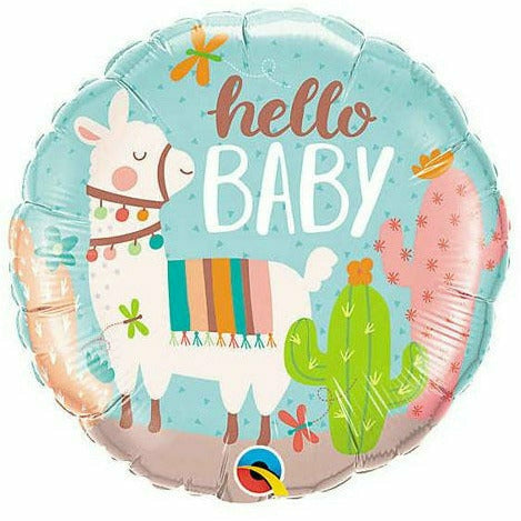 Burton and Burton BALLOONS 525 Llama Hello Baby 18&quot; Mylar Balloons